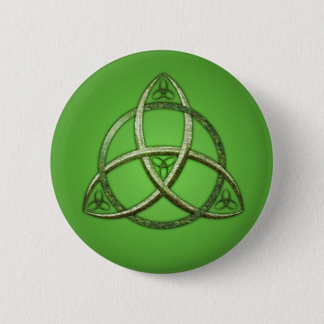 Green Celtic Trinity Knot 6 Cm Round Badge (Front)