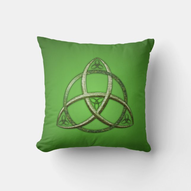Green Celtic Trinity Knot Cushion (Front)