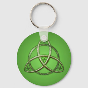 Green Celtic Trinity Knot Key Ring