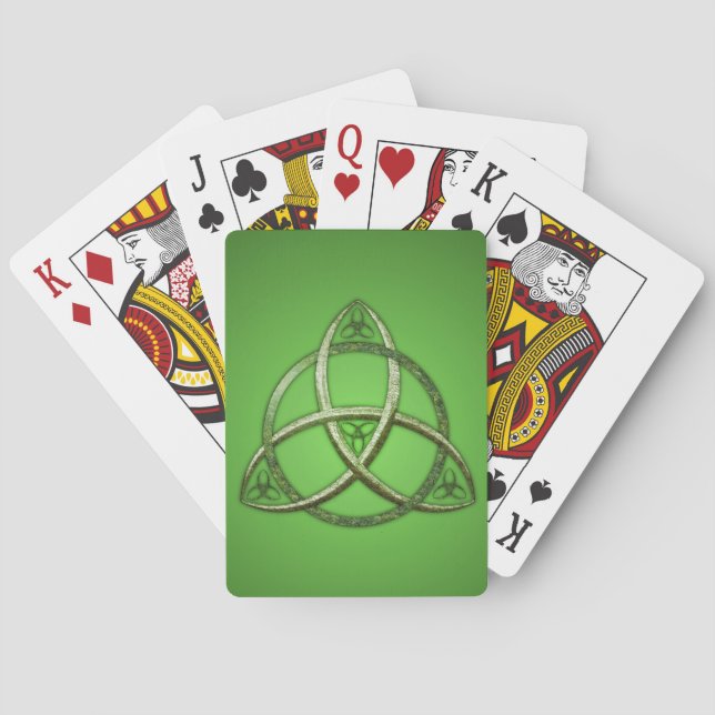 Green Celtic Trinity Knot Playing Cards (Back)