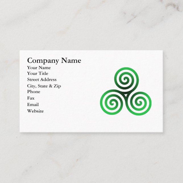 Green Celtic Triskele Business Card (Front)