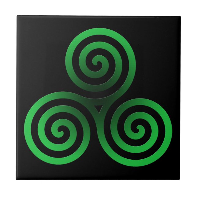 Green Celtic Triskele Tile (Front)