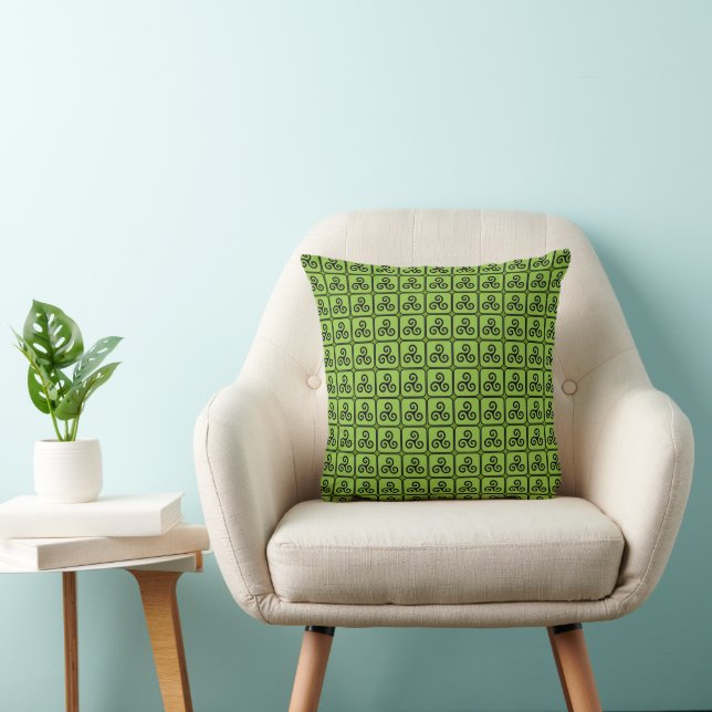 Green Celtic Triskele Tiled  Cushion (Chair)
