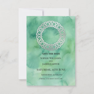 Green Celtic Wreath Wedding Save The Date