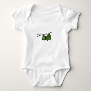 Green CH-47 Chinook Military Helicopter Baby Bodysuit