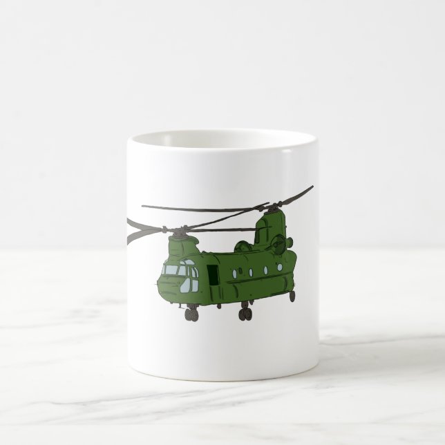 Green CH-47 Chinook Military Helicopter Coffee Mug (Center)