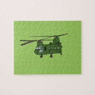 Green CH-47 Chinook Military Helicopter Jigsaw Puzzle