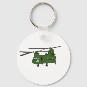 Green CH-47 Chinook Military Helicopter Key Ring