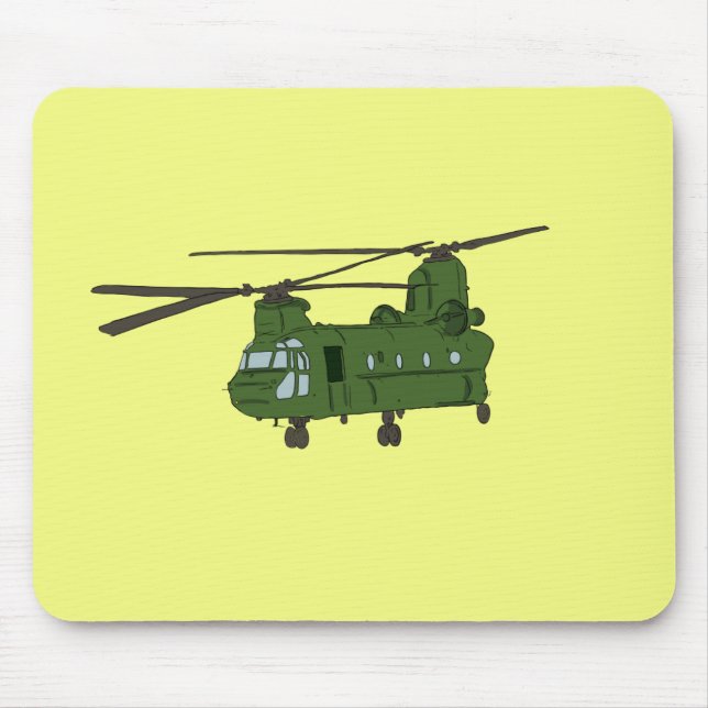 Green CH-47 Chinook Military Helicopter Mouse Mat (Front)