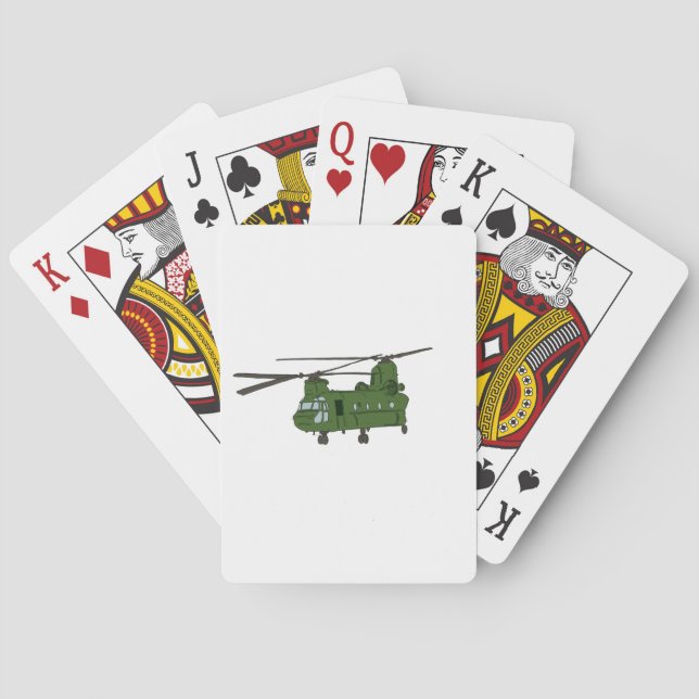 Green CH-47 Chinook Military Helicopter Playing Cards (Back)