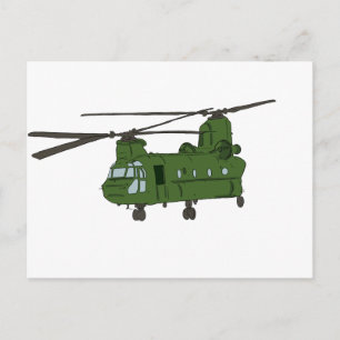 Green CH-47 Chinook Military Helicopter Postcard