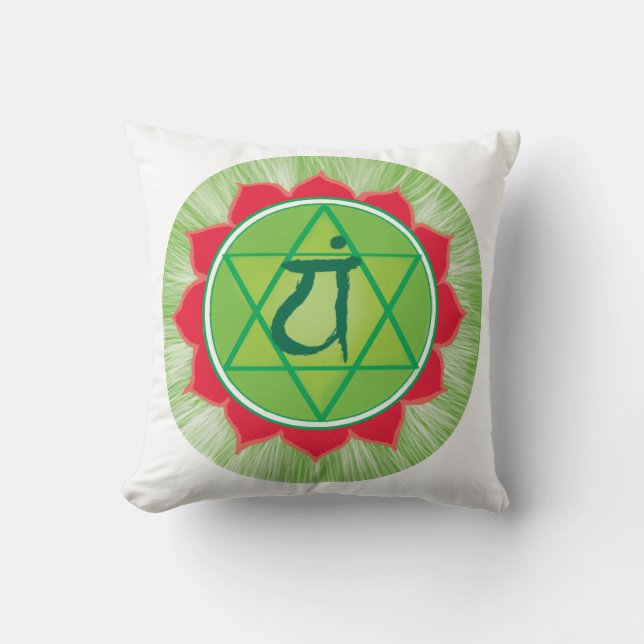 Green Chakra Heart Chakra Anahata Pilliow Cushion (Front)