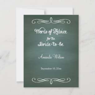 Green Chalkboard Design Bridal Shower Advice Cards