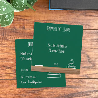 Green Chalkboard Educator Square Business Card