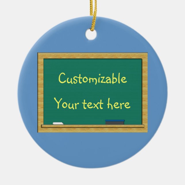 Green Chalkboard Greeting - Customisable Ceramic Tree Decoration (Front)