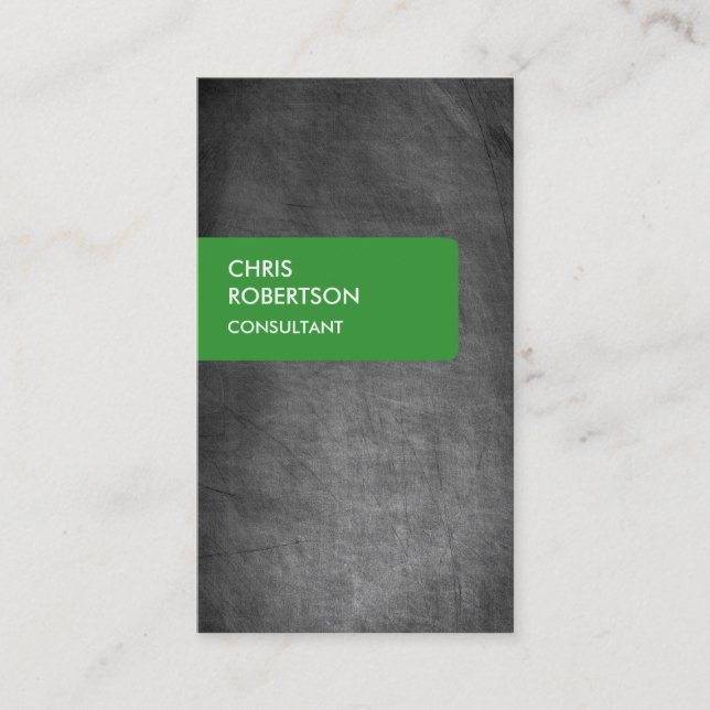 Green Chalkboard Grey Attractive Business Card (Front)