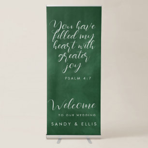 Green Chalkboard Psalm 4 Welcome Retractable Banner