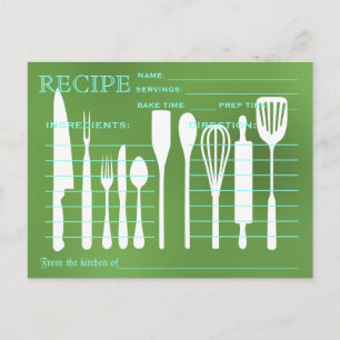 Green Chalkboard Retro Recipe Card Kitchen Tools