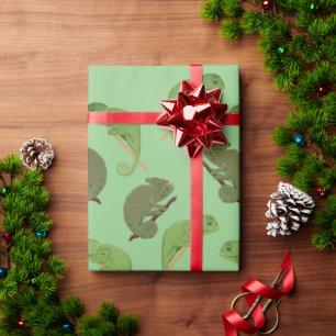 Green Chameleons Lizard Art Wrapping Paper