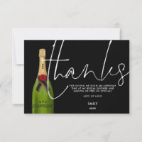 Green Champagne Bottle Script Black Bridal Shower