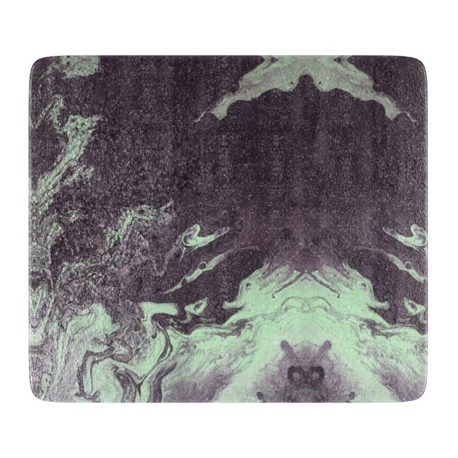 Green & Charcoal Marble Stone Natural Nature Cutting Board (Front)