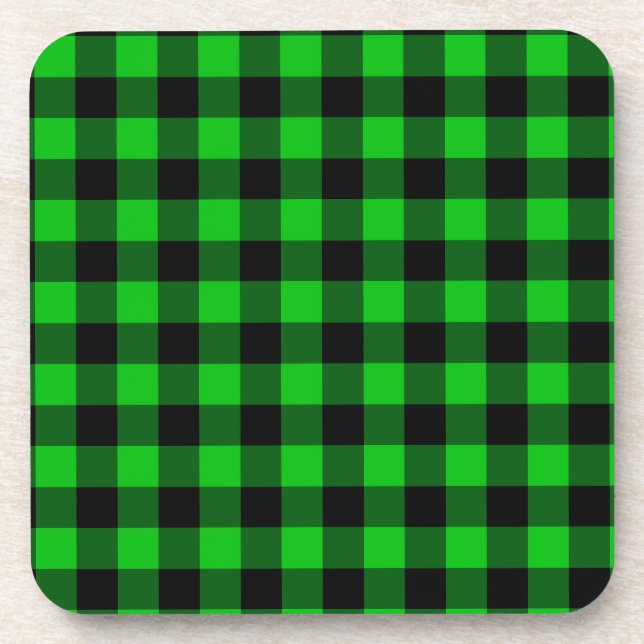 Green Check Beverage Coaster (Front)