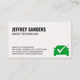 Green Check Mark Auto Garage Business Card