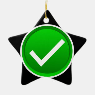 Green Check Mark Symbol Ceramic Tree Decoration