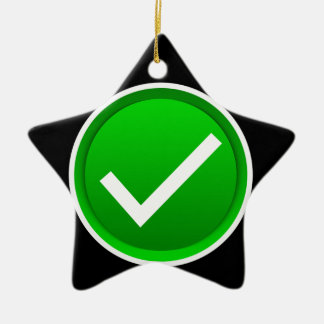 Green Check Mark Symbol Ceramic Tree Decoration