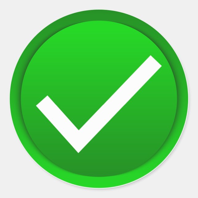 Green Check Mark Symbol Classic Round Sticker (Front)