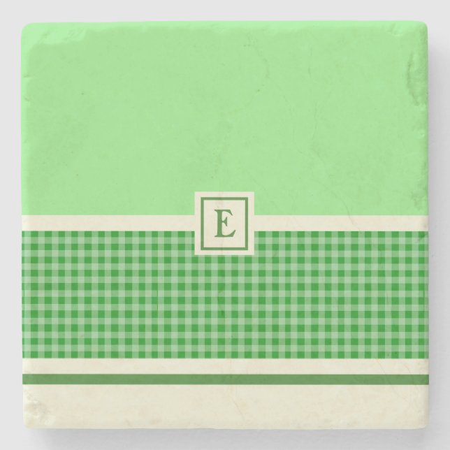 Green Check Monogram Coaster (Front)