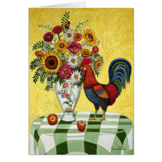 Green Check Rooster Card