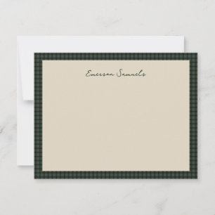 Green checked frame simple classic personalised card