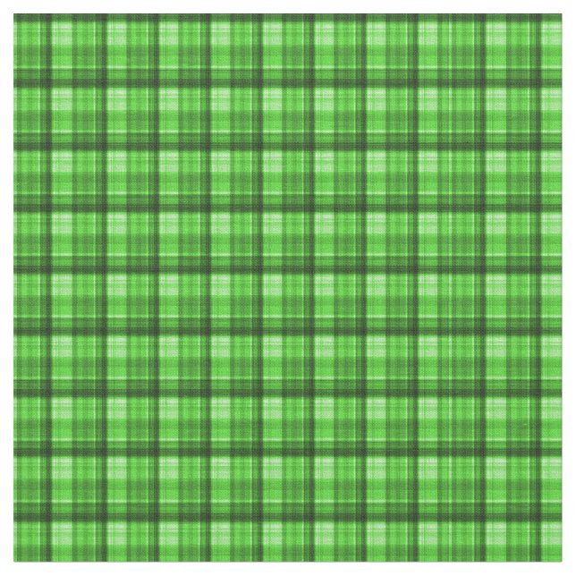 Green Checked Tartan Print, Fabric (Close Up)