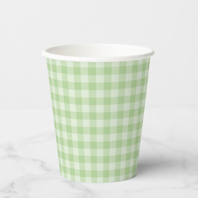Green Checkerboard Pattern Paper Cups (Front)