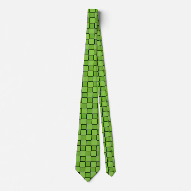 Green Checkerboard Pattern Tie (Front)