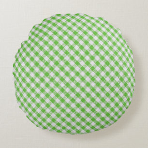 Green checkered fabric closeup , tablecloth textur round cushion