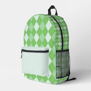 Green Checkered Pattern Backpack