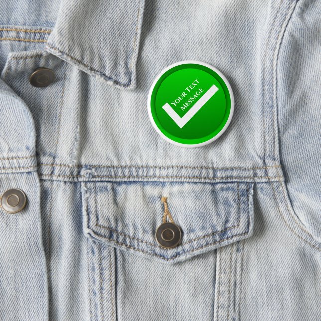 Green Checkmark Symbol 6 Cm Round Badge (In Situ)