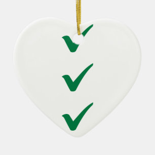 Green checks marks ceramic tree decoration