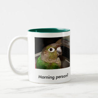 Green Cheek Conure Morning Person Two-Tone Coffee Mug
