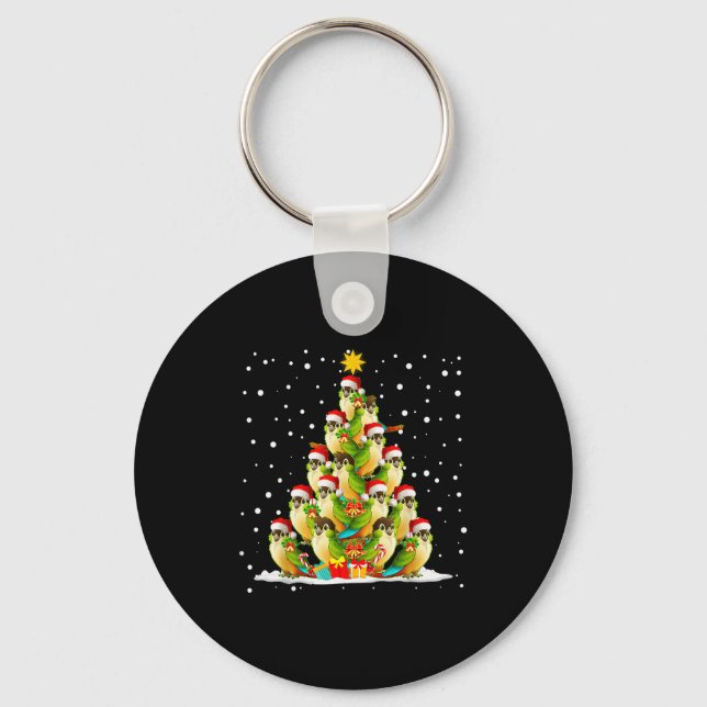 Green Cheek Conure Parrot Christmas Ornament Tree  Key Ring (Front)