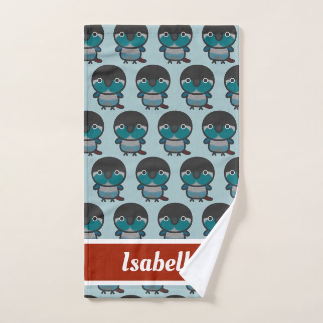 Green-cheeked parakeet / Turquoise Hand Towel (Hand Towel)