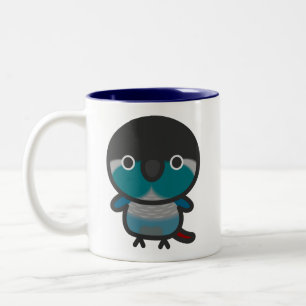 Green-cheeked parakeet / Turquoise Two-Tone Coffee Mug
