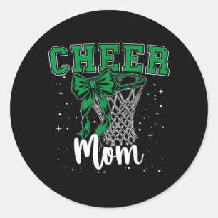 Green Cheer Mum Bow Sport Basball Game Classic Round Sticker