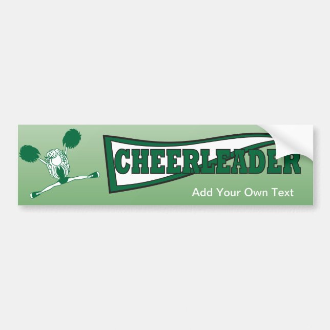 Green Cheerleader Girl Silhouette Bumper Sticker (Front)