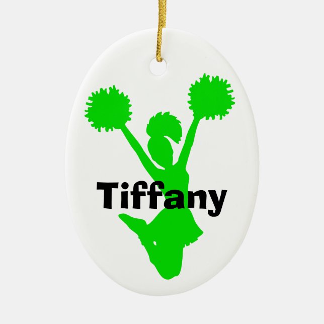 Green Cheerleader Ornament (Front)
