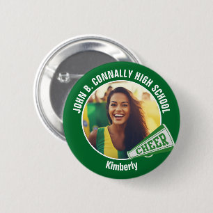Green Cheerleader Photo High School Spirit Cheer 6 Cm Round Badge