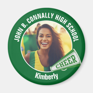 Green Cheerleader Photo High School Spirit Cheer Magnet