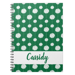 Green Cheerleader Pom Pom Pattern Notebook
